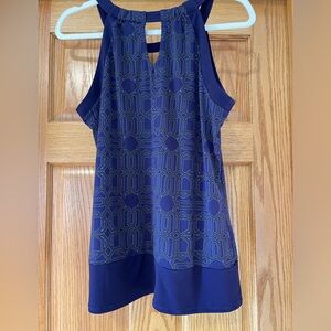 Banana Republic Navy Geometric Kaleidoscope Print Keyhole Tunic Tank Top Size M